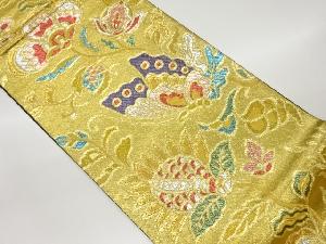 紙布蝶に花唐草模様織出し袋帯